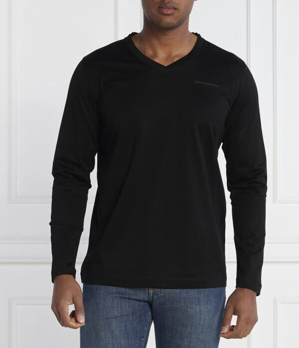 Лонгслив мужской Karl Lagerfeld с v-образным вырезом, черный 
Лонгслив мужской Karl Lagerfeld с v-образным вырезом, черный