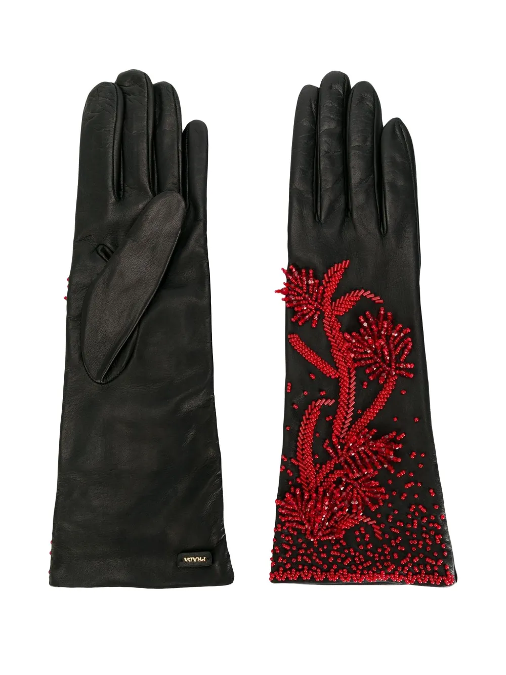 Перчатки с цветочной аппликацией Prada, черный
Перчатки с цветочной аппликацией Prada, черный