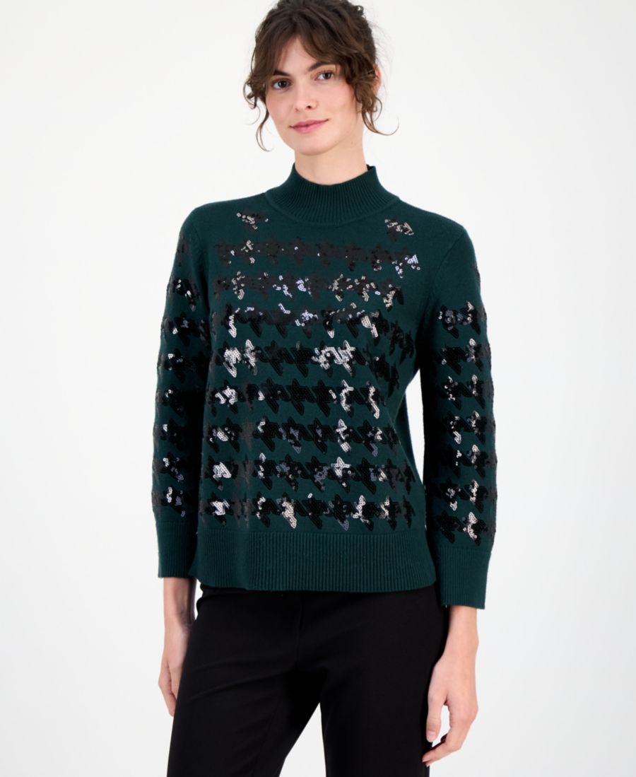 Женский свитер с пайетками в клетку гусиная лапка Anne Klein, Pine Forest/Black
Женский свитер с пайетками в клетку гусиная лапка Anne Klein, Pine Forest/Black