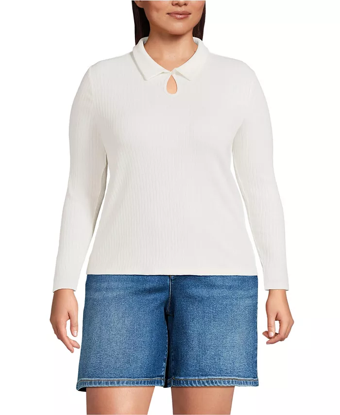 Топ-поло больших размеров с длинными рукавами и вырезом-замочной скважиной Lands' End, слоновая кость/кремовый
Топ-поло больших размеров с длинными рукавами и вырезом-замочной скважиной Lands' End, слоновая кость/кремовый