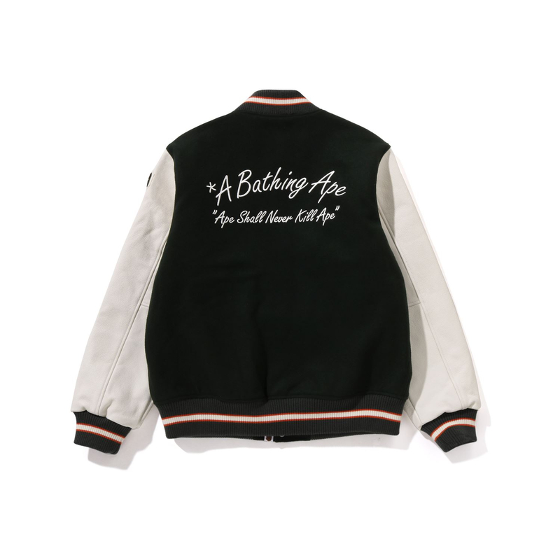 A BATHING APE Вышитая бейсбольская куртка Bape, Green GRX
A BATHING APE Вышитая бейсбольская куртка Bape, Green GRX