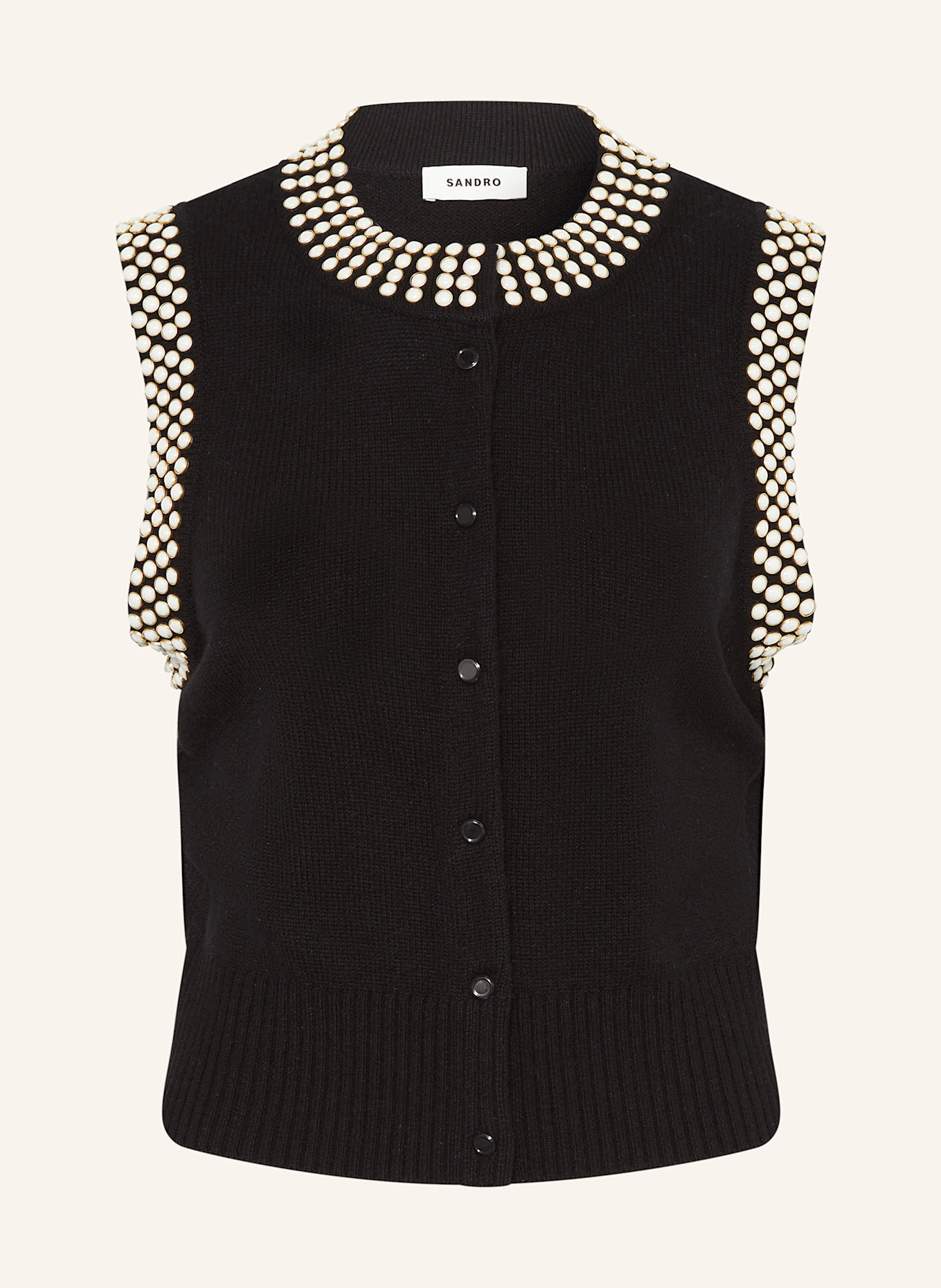 Вязаный жилет с декоративными бусинами Sandro, черный
Вязаный жилет с декоративными бусинами Sandro, черный