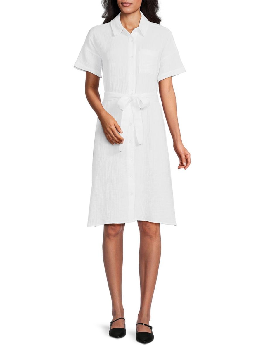 Платье-рубашка длиной до колена с поясом Saks Fifth Avenue, белый
Платье-рубашка длиной до колена с поясом Saks Fifth Avenue, белый