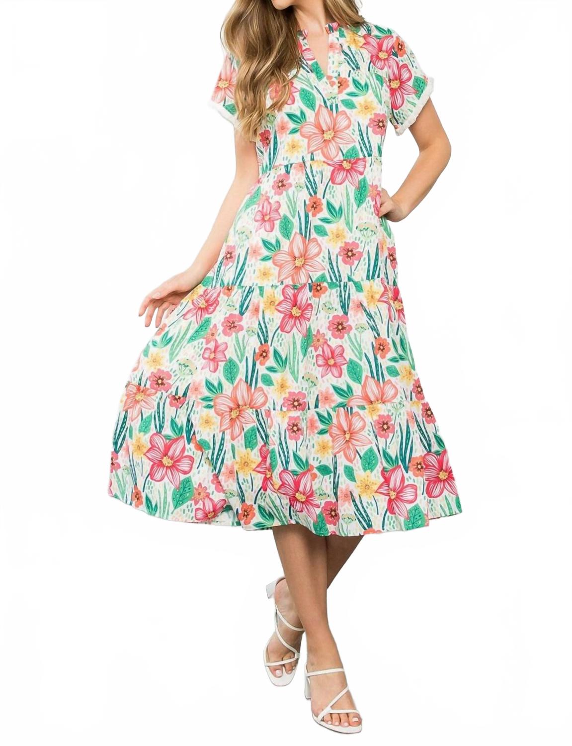 Короткий рукав ярусное миди платье в мульти THML
Короткий рукав ярусное миди платье в мульти THML