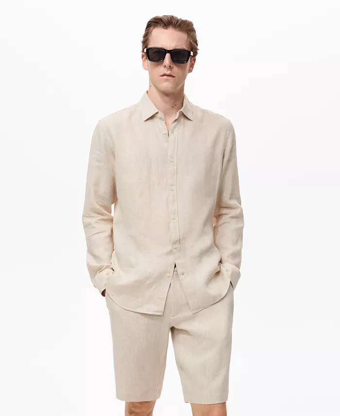 Мужская льняная рубашка с длинным рукавом Mango, загар/бежевый
Мужская льняная рубашка с длинным рукавом Mango, загар/бежевый