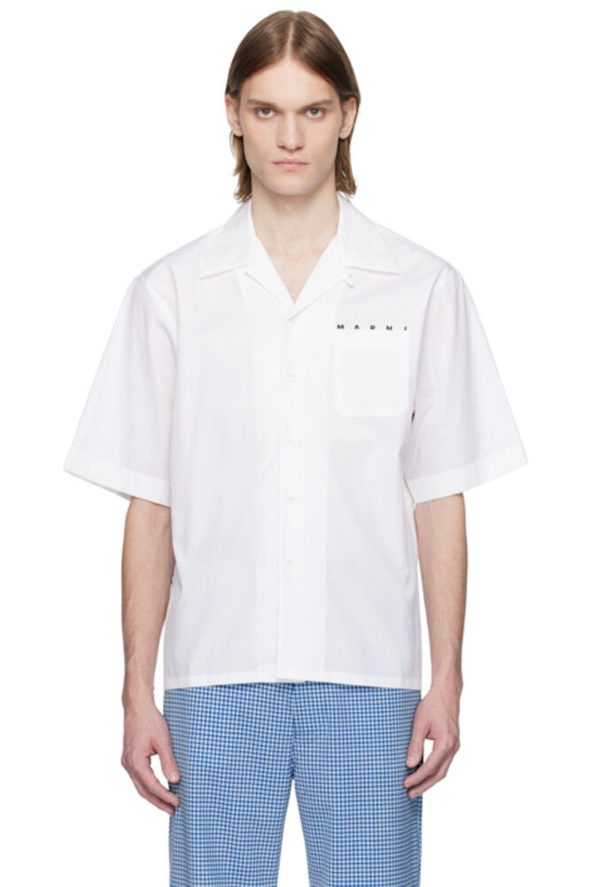 Белая поплиновая рубашка Bowling со скрытым логотипом Marni
Белая поплиновая рубашка Bowling со скрытым логотипом Marni