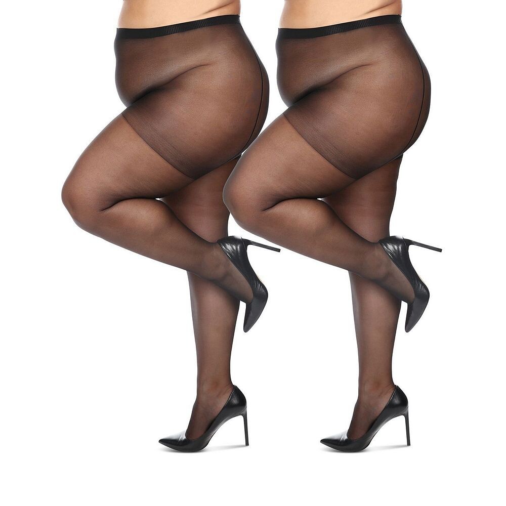 Набор из 2 женских атласных прозрачных нейлоновых колготок больших размеров MeMoi, черный
Набор из 2 женских атласных прозрачных нейлоновых колготок больших размеров MeMoi, черный