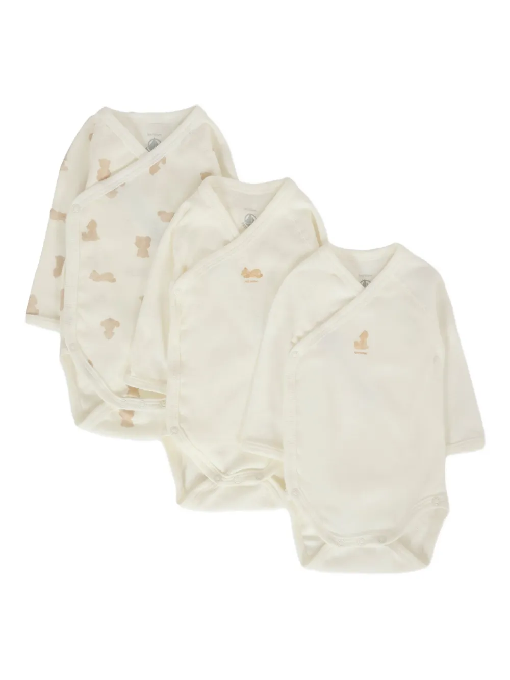 Хлопковые боди с анималистичным принтом (набор из трех) Petit Bateau, белый 
Хлопковые боди с анималистичным принтом (набор из трех) Petit Bateau, белый