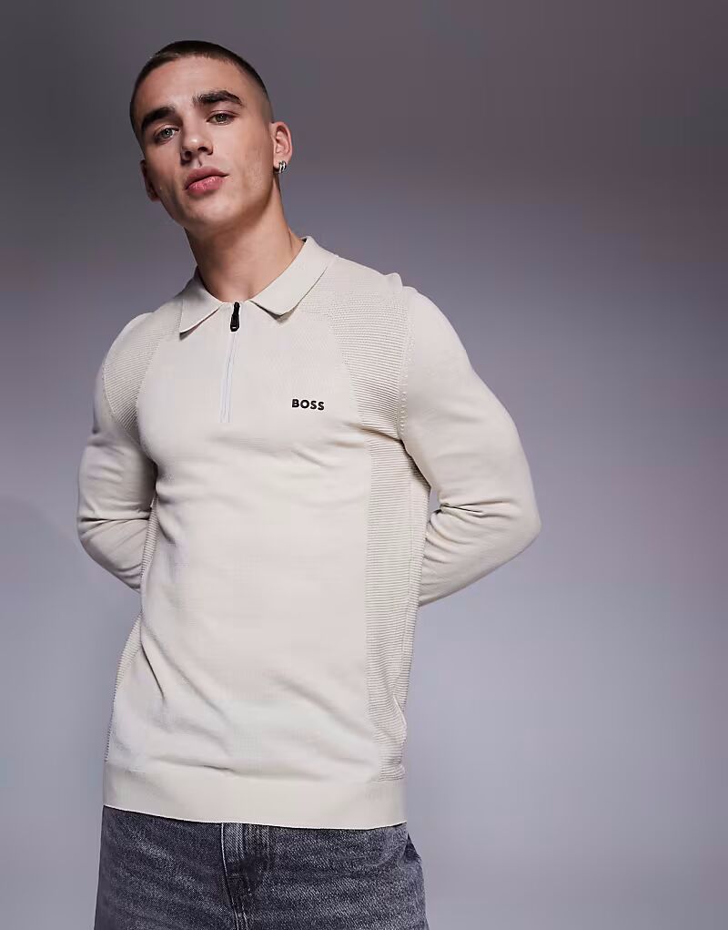 Поло из хлопка с логотипом BOSS Green Momentum бежевого цвета на молнии
Поло из хлопка с логотипом BOSS Green Momentum бежевого цвета на молнии