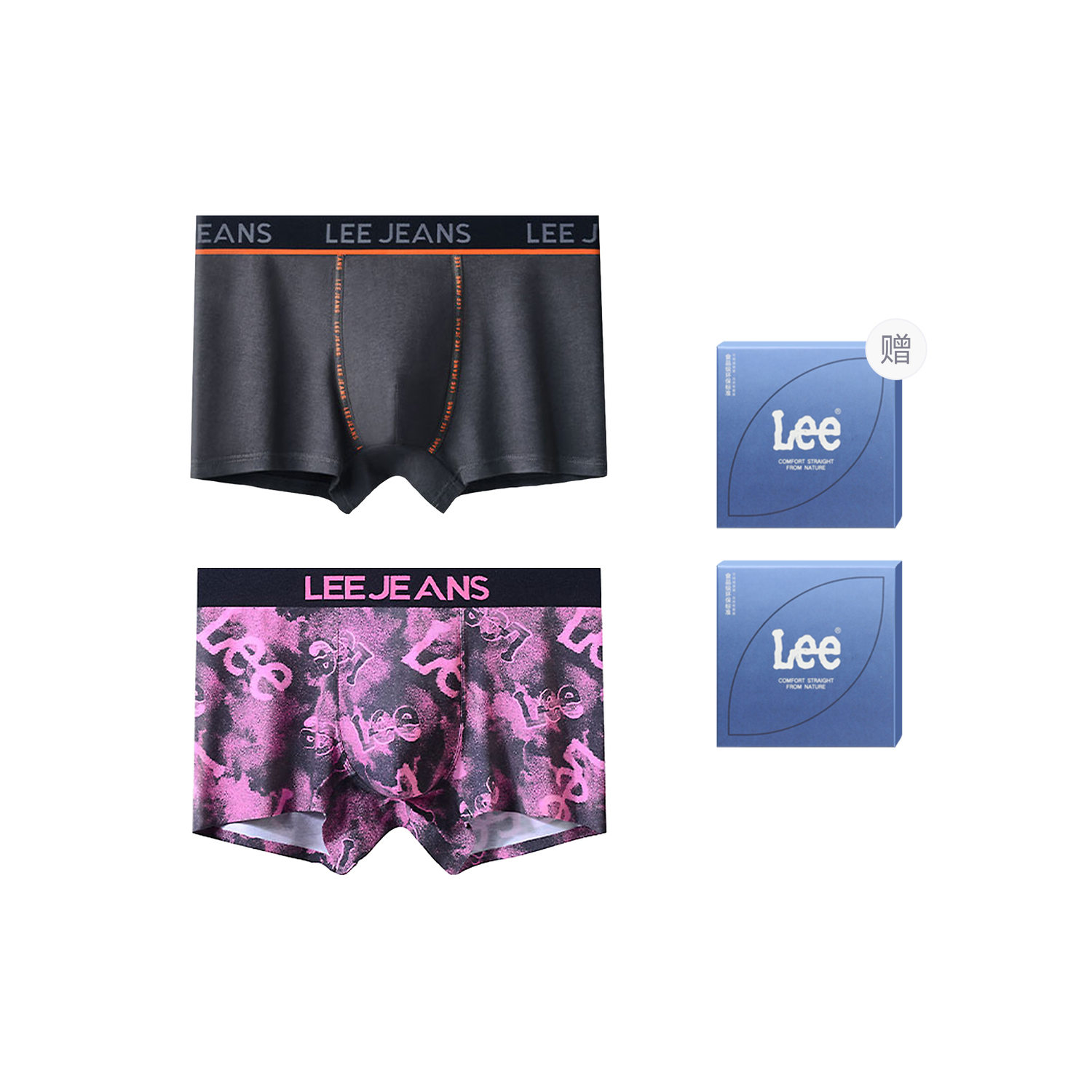 Бокс мужских трусов в подарок, 2 полоски Lee, темно-серый
Бокс мужских трусов в подарок, 2 полоски Lee, темно-серый
