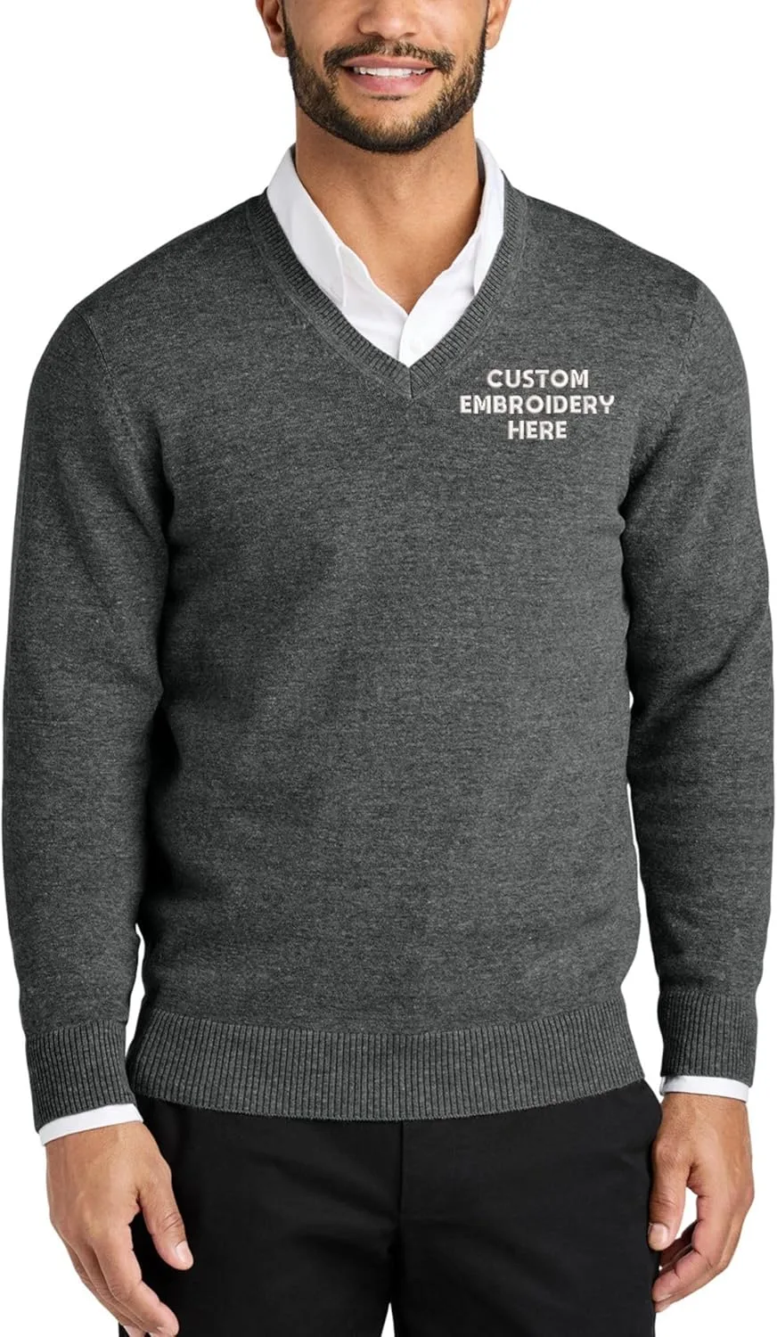 Мужской свитер с V-образным вырезом, Custom Embroidered, Cotton Blend LOGO IMPRESSION
Мужской свитер с V-образным вырезом, Custom Embroidered, Cotton Blend LOGO IMPRESSION