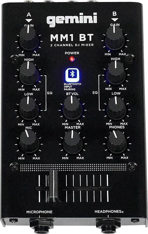 Микшер Gemini MM1BT Analog DJ Mixer with Bluetooth
Микшер Gemini MM1BT Analog DJ Mixer with Bluetooth