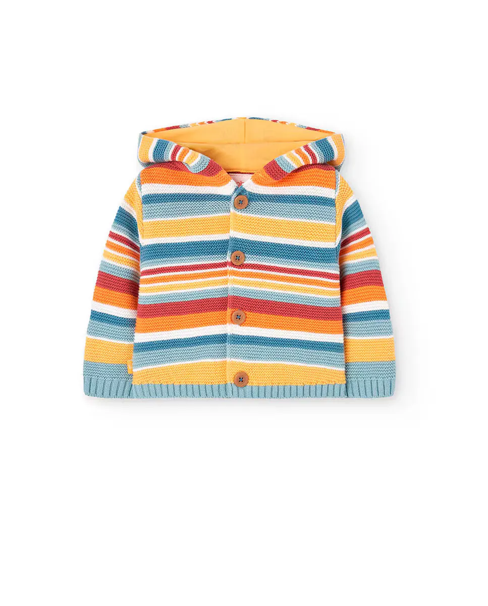 Вязаная кофта для девочки с капюшоном и застежкой на пуговицы Boboli, мультиколор 
Вязаная кофта для девочки с капюшоном и застежкой на пуговицы Boboli, мультиколор
