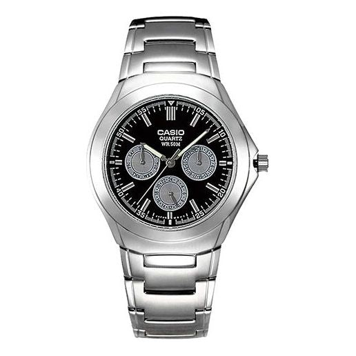 Часы CASIO Waterproof Stainless Steel Strap Mens Black Analog, черный 
Часы CASIO Waterproof Stainless Steel Strap Mens Black Analog, черный