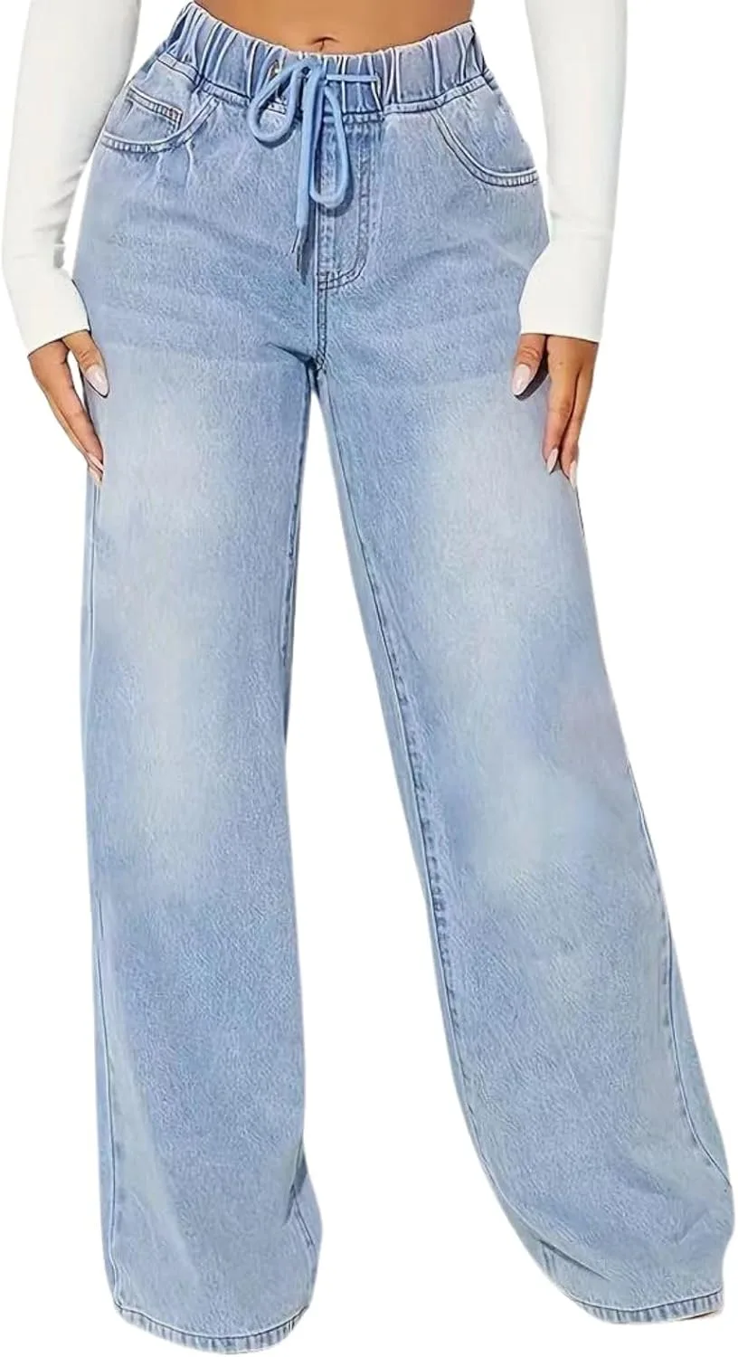 Женские джинсы на шнурке с высокой талией и широкими штанинами XQR
Женские джинсы на шнурке с высокой талией и широкими штанинами XQR