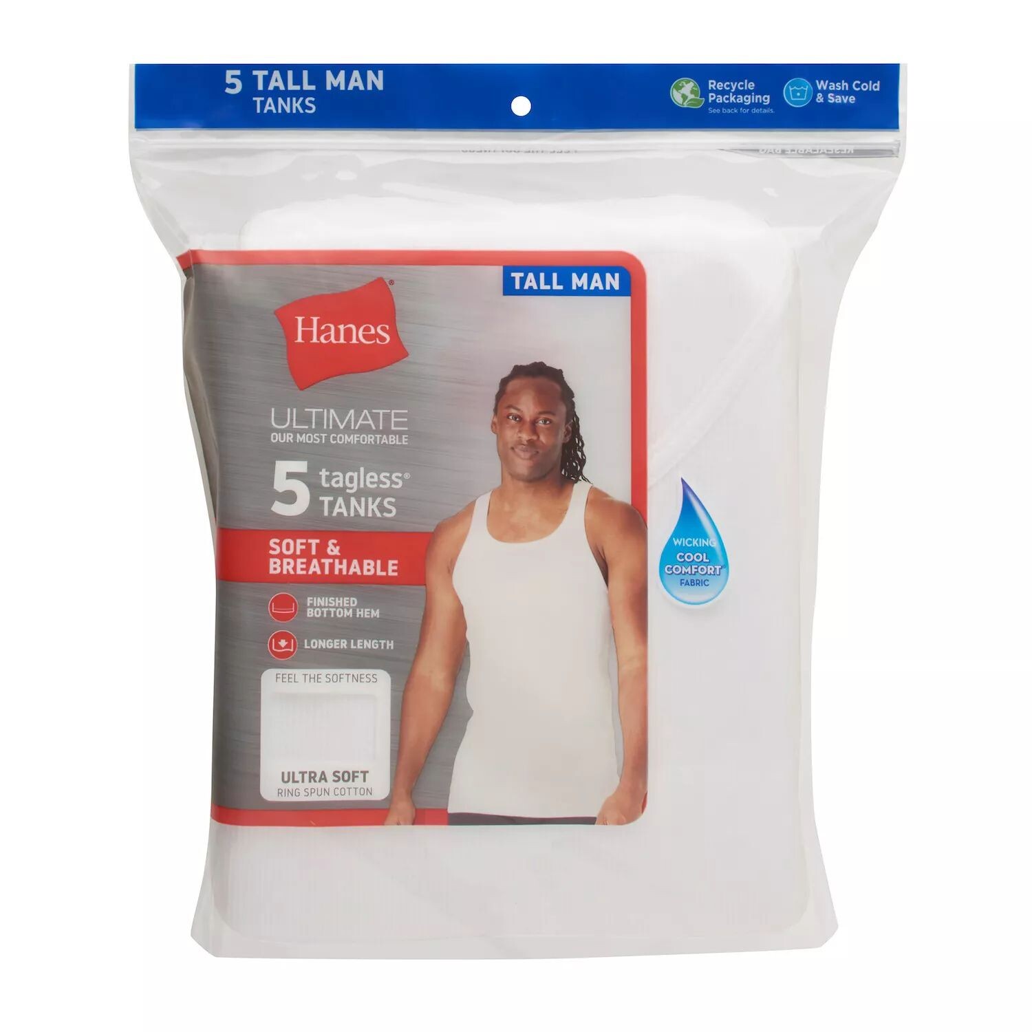 Мужские высокие майки Ultimate Cool Comfort, 5 шт. Hanes 
Мужские высокие майки Ultimate Cool Comfort, 5 шт. Hanes