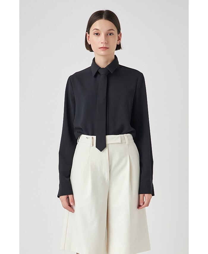 Женская легкая классическая рубашка с воротником и галстуком Grey Lab, черный
Женская легкая классическая рубашка с воротником и галстуком Grey Lab, черный