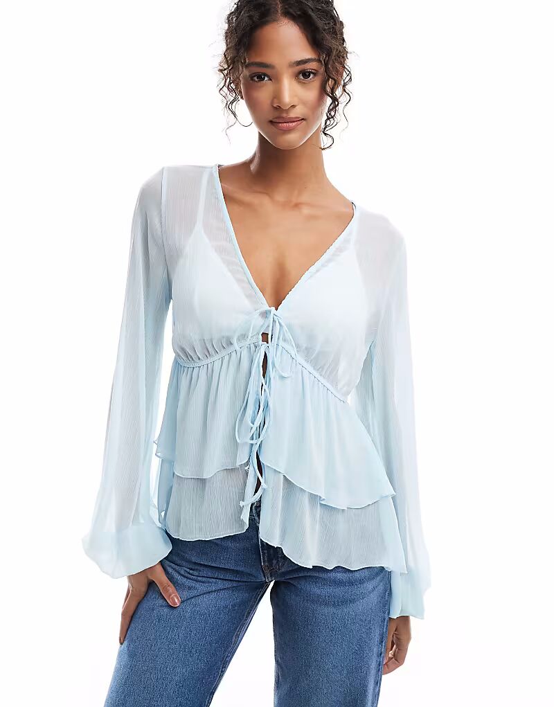 Блузка Pull&Bear с оборками светло-голубого цвета
Блузка Pull&Bear с оборками светло-голубого цвета