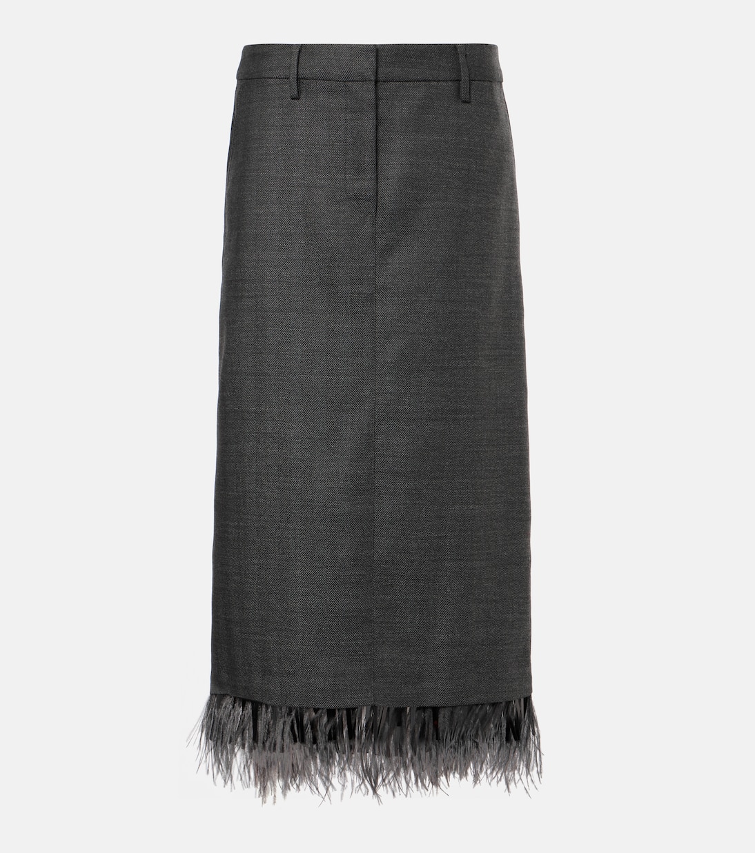 Юбка миди из натуральной шерсти с отделкой из перьев Brunello Cucinelli, Antracite
Юбка миди из натуральной шерсти с отделкой из перьев Brunello Cucinelli, Antracite