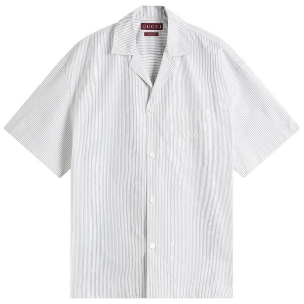 Рубашка из тонкого хлопка в полоску с коротким рукавом Gucci, белый
Рубашка из тонкого хлопка в полоску с коротким рукавом Gucci, белый