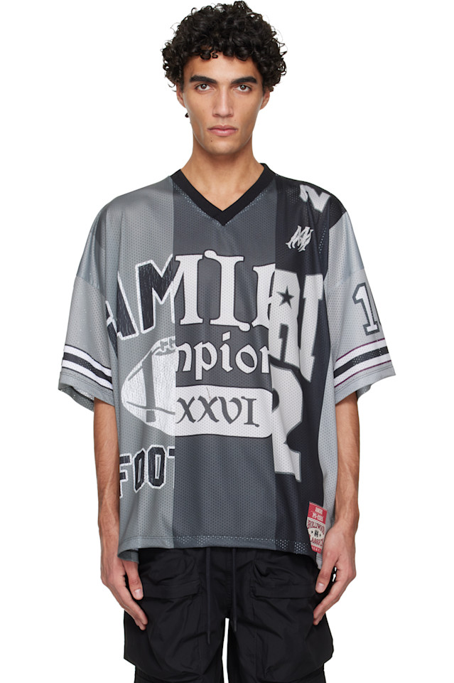 Amiri Серая комбинированная сетчатая футболка оверсайз
Amiri Серая комбинированная сетчатая футболка оверсайз