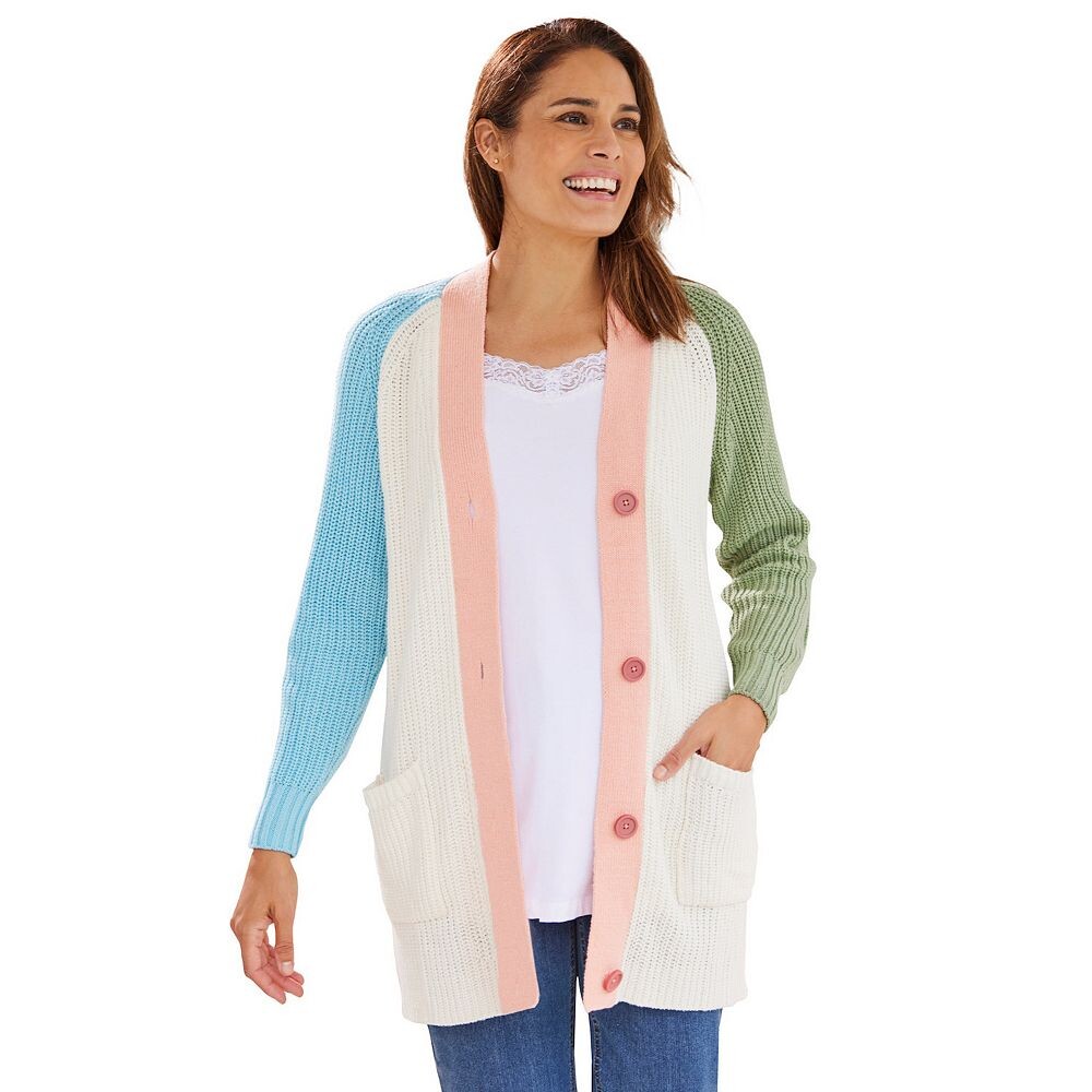 Женщина в женском кардигане-шейкер на пуговицах больших размеров Woman Within, цвет Seamist Blue Sage
Женщина в женском кардигане-шейкер на пуговицах больших размеров Woman Within, цвет Seamist Blue Sage