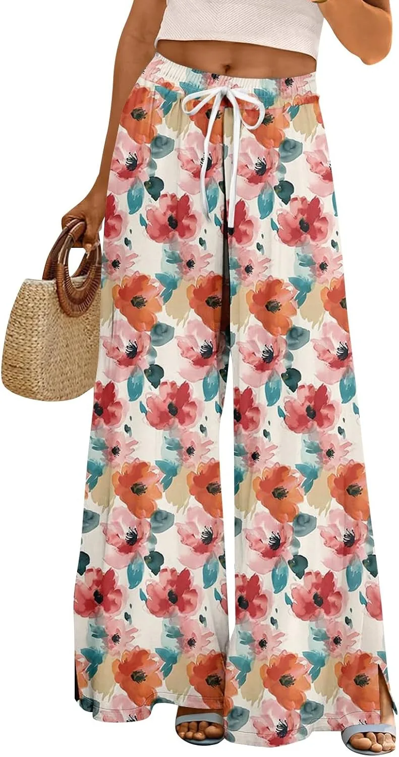 Брюки палаццо с цветочным принтом и завязками
Брюки палаццо с цветочным принтом и завязками