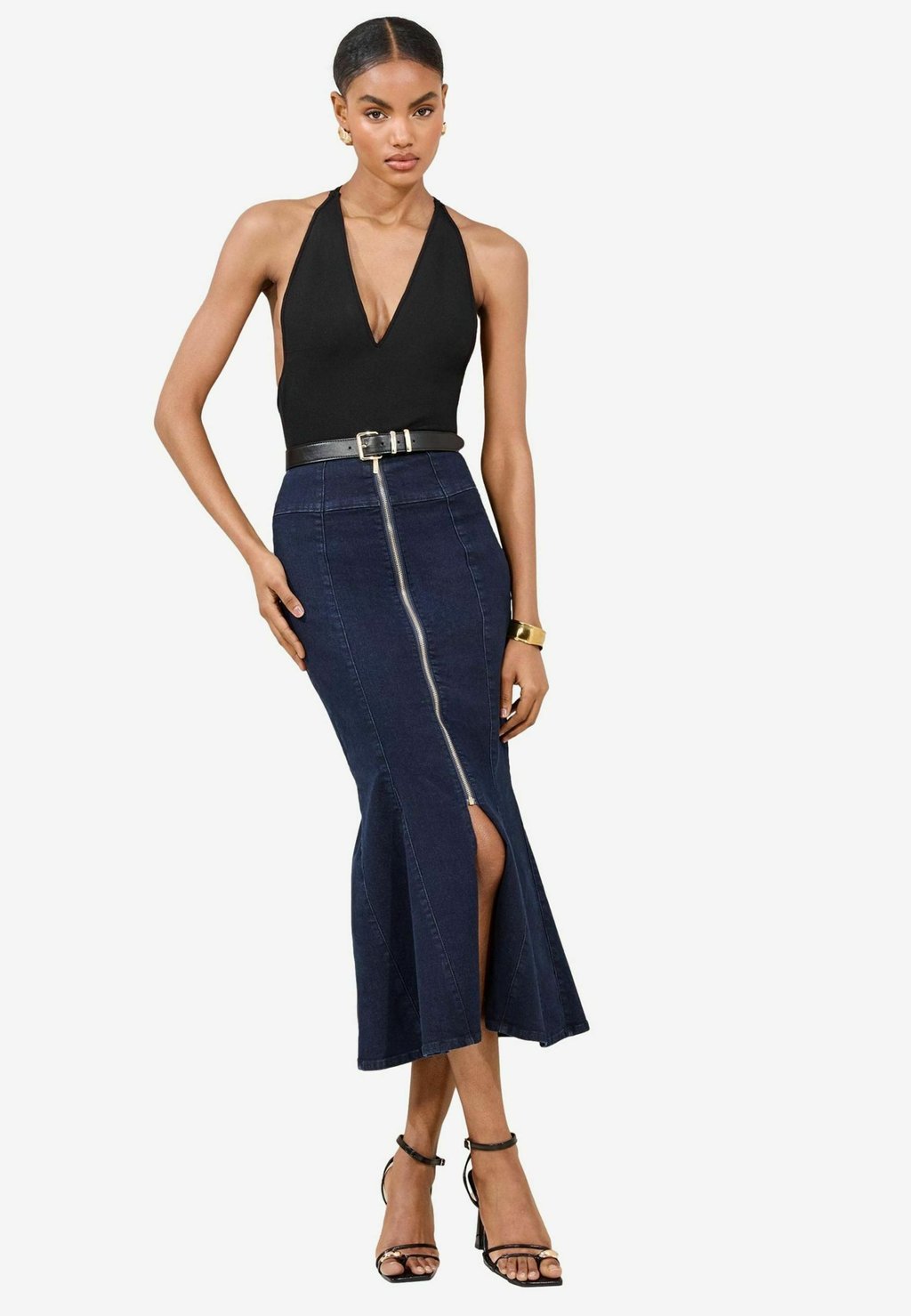 Джинсовая юбка REGULAR FIT - FISHTAIL ZIP FRONT MIDI - A-line skirt Lipsy, синий 
Джинсовая юбка REGULAR FIT - FISHTAIL ZIP FRONT MIDI - A-line skirt Lipsy, синий