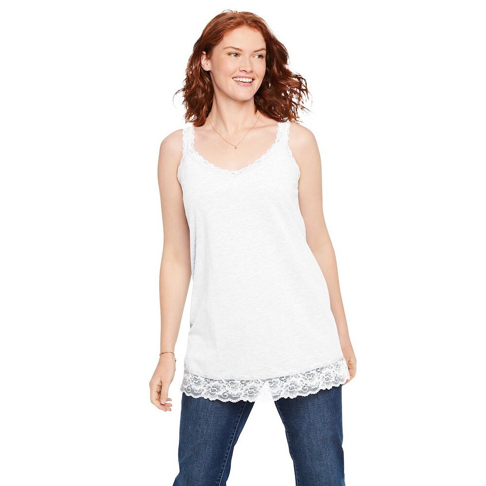 Женщина в женской майке больших размеров с v-образным вырезом и кружевной отделкой Woman Within, белый
Женщина в женской майке больших размеров с v-образным вырезом и кружевной отделкой Woman Within, белый