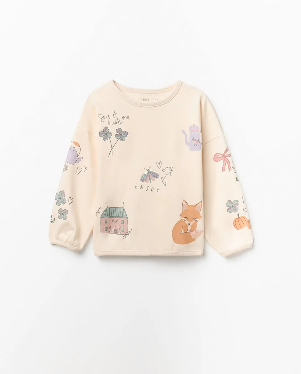 Свитшот с множественными принтами Sfera, светло-бежевый
Свитшот с множественными принтами Sfera, светло-бежевый