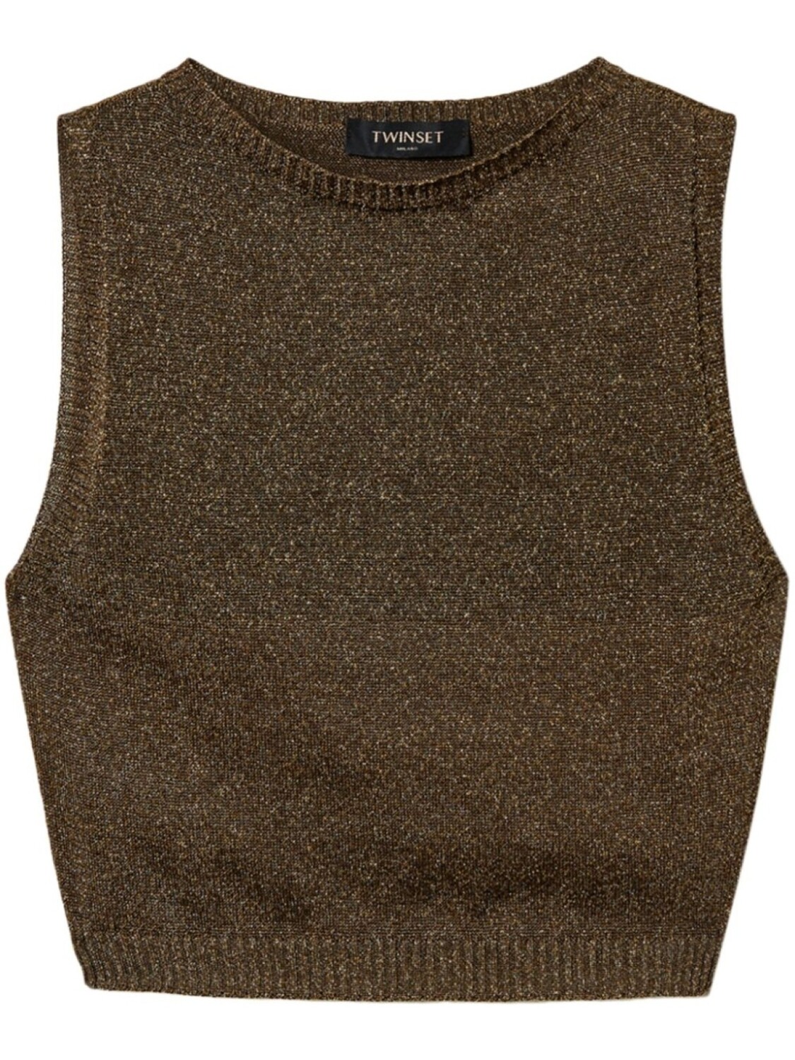 Люрексовый трикотажный топ TWINSET, коричневый
Люрексовый трикотажный топ TWINSET, коричневый