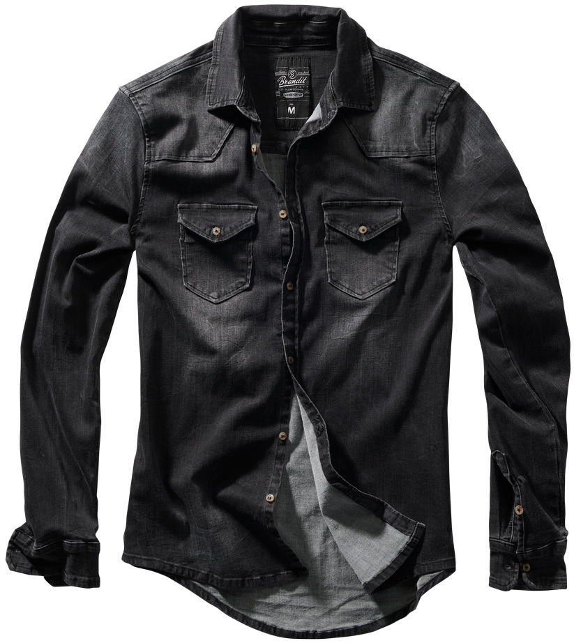 Рубашка Brandit Riley Denim Shirt, черный 
Рубашка Brandit Riley Denim Shirt, черный