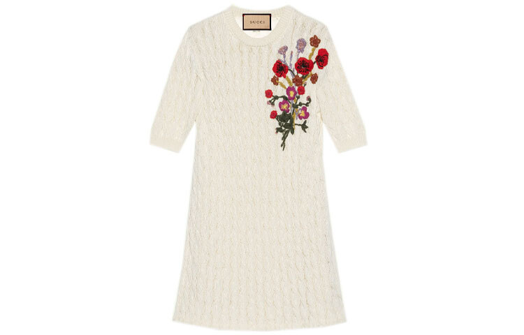 Платье Gucci с длинными рукавами, белый 
Платье Gucci с длинными рукавами, белый