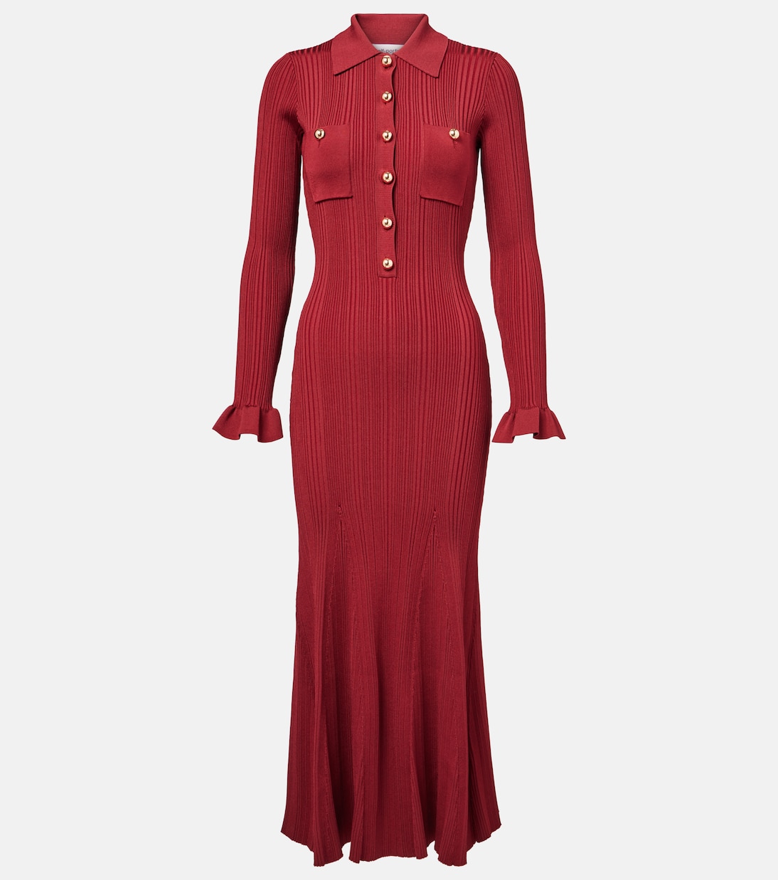 Рибленое платье миди Self-Portrait, бордовый
Рибленое платье миди Self-Portrait, бордовый