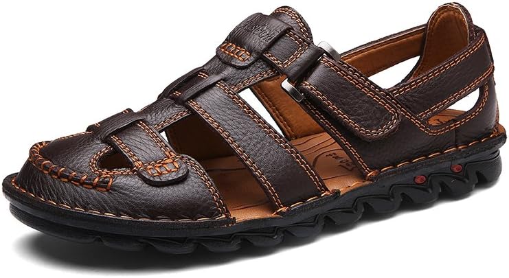 Мужские сандалии Mecolop из кожи с закрытым носком, летние, для улицы, с регулируемым ремешком, стиль «рыбак», коричневый
Мужские сандалии Mecolop из кожи с закрытым носком, летние, для улицы, с регулируемым ремешком, стиль «рыбак», коричневый