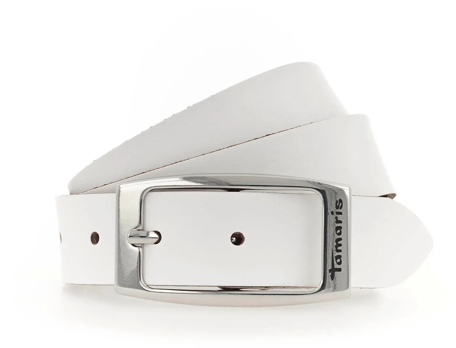 Кожаный ремень Tamaris с блестящей застежкой в великолепных базовых цветах, белый 
Кожаный ремень Tamaris с блестящей застежкой в великолепных базовых цветах, белый