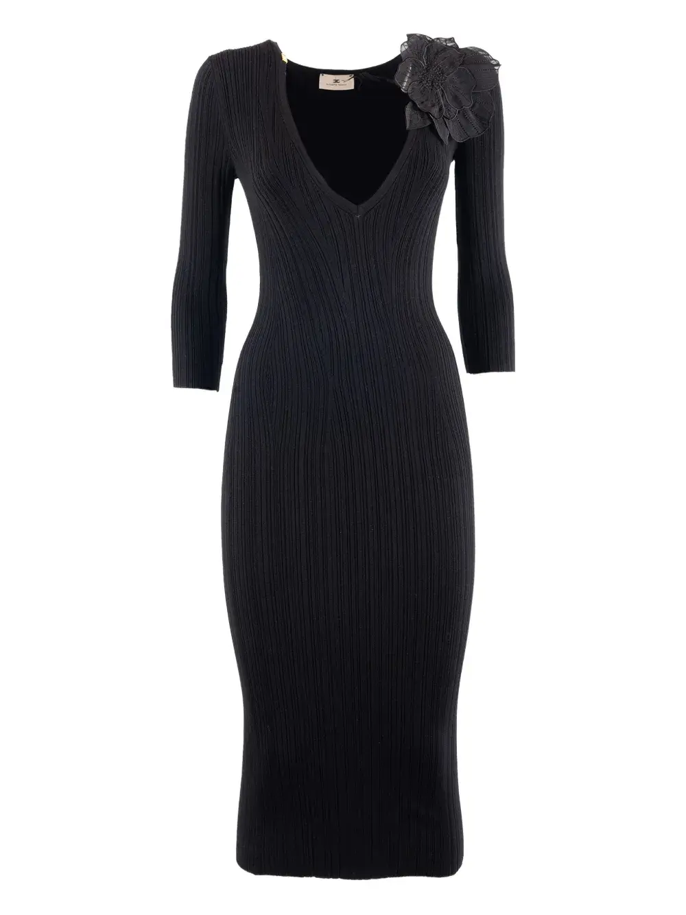 Платье в рубчик с цветочной аппликацией Elisabetta Franchi, черный
Платье в рубчик с цветочной аппликацией Elisabetta Franchi, черный