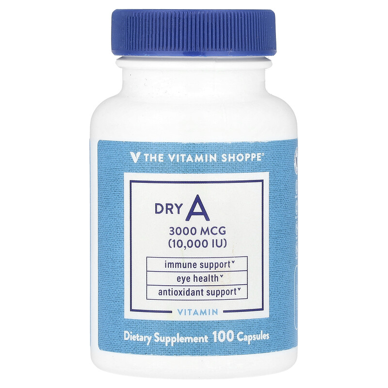 The Vitamin Shoppe, Dry A, 3000 мкг (10 000 МЕ), 100 капсул
The Vitamin Shoppe, Dry A, 3000 мкг (10 000 МЕ), 100 капсул