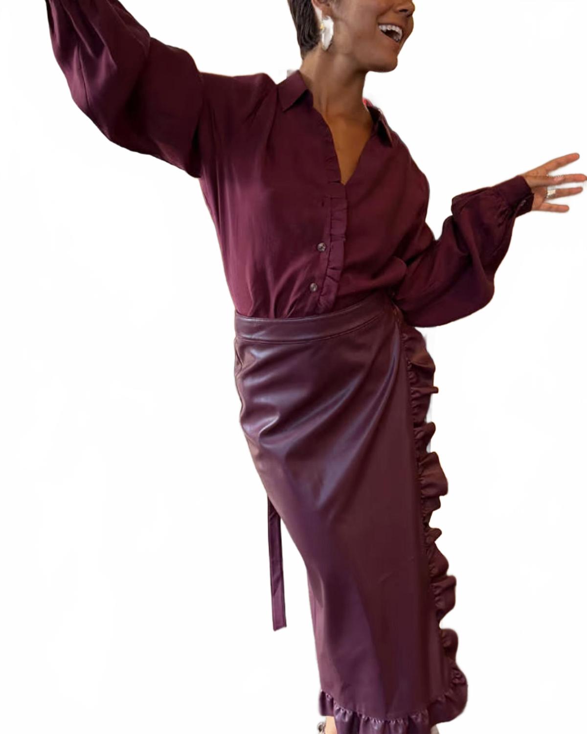 Never fully dressed Юбка с оборками Jaspre, винного цвета
Never fully dressed Юбка с оборками Jaspre, винного цвета