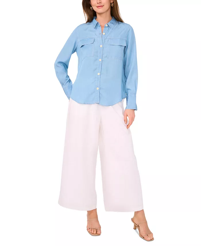 Женская рубашка с карманами-клапанами Vince Camuto, синий 
Женская рубашка с карманами-клапанами Vince Camuto, синий