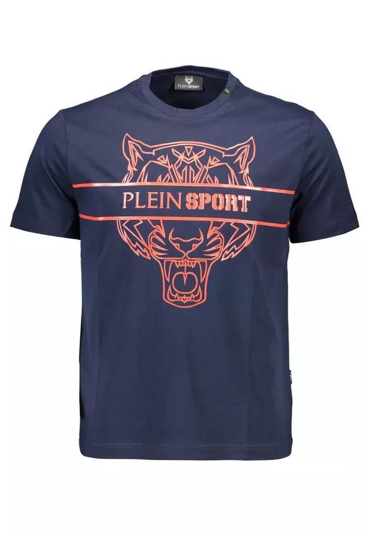 Хлопковая футболка с круглым вырезом и контрастным принтом-логотипом Plein Sport, синий
Хлопковая футболка с круглым вырезом и контрастным принтом-логотипом Plein Sport, синий