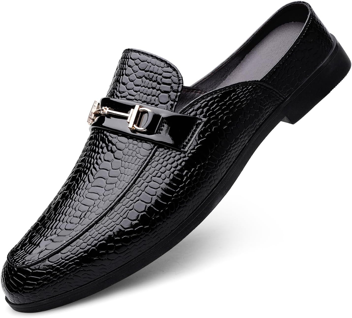 Мужские лоферы-тапочки из лакированной кожи без шнуровки, с модным принтом, комфортные, с круглым носком, низким каблуком, открытой пяткой, повседневные сабо с металлической декоративной пряжкой Eggdk, черный
Мужские лоферы-тапочки из лакированной кожи без шнуровки, с модным принтом, комфортные, с круглым носком, низким каблуком, открытой пяткой, повседневные сабо с металлической декоративной пряжкой Eggdk, черный