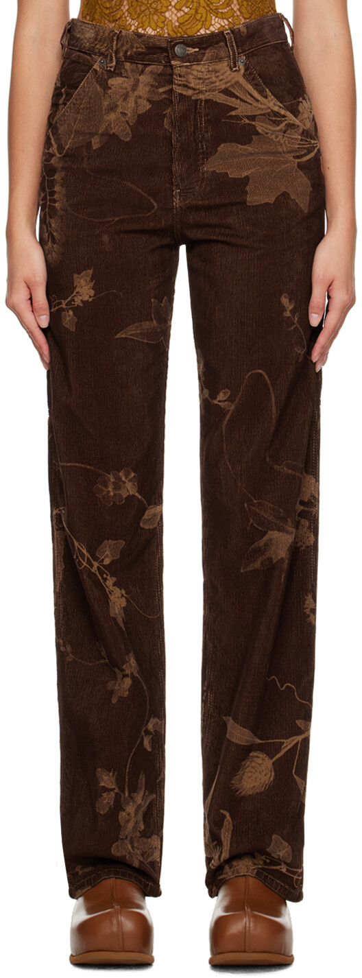 Коричневые брюки с прессованным цветочным узором Dries Van Noten, Коричневый, Коричневые брюки с прессованным цветочным узором Dries Van Noten
Коричневые брюки с прессованным цветочным узором Dries Van Noten, Коричневый, Коричневые брюки с прессованным цветочным узором Dries Van Noten
