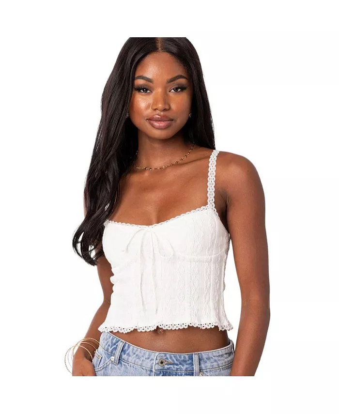 Женский ажурный трикотажный топ Lacey Edikted, белый
Женский ажурный трикотажный топ Lacey Edikted, белый