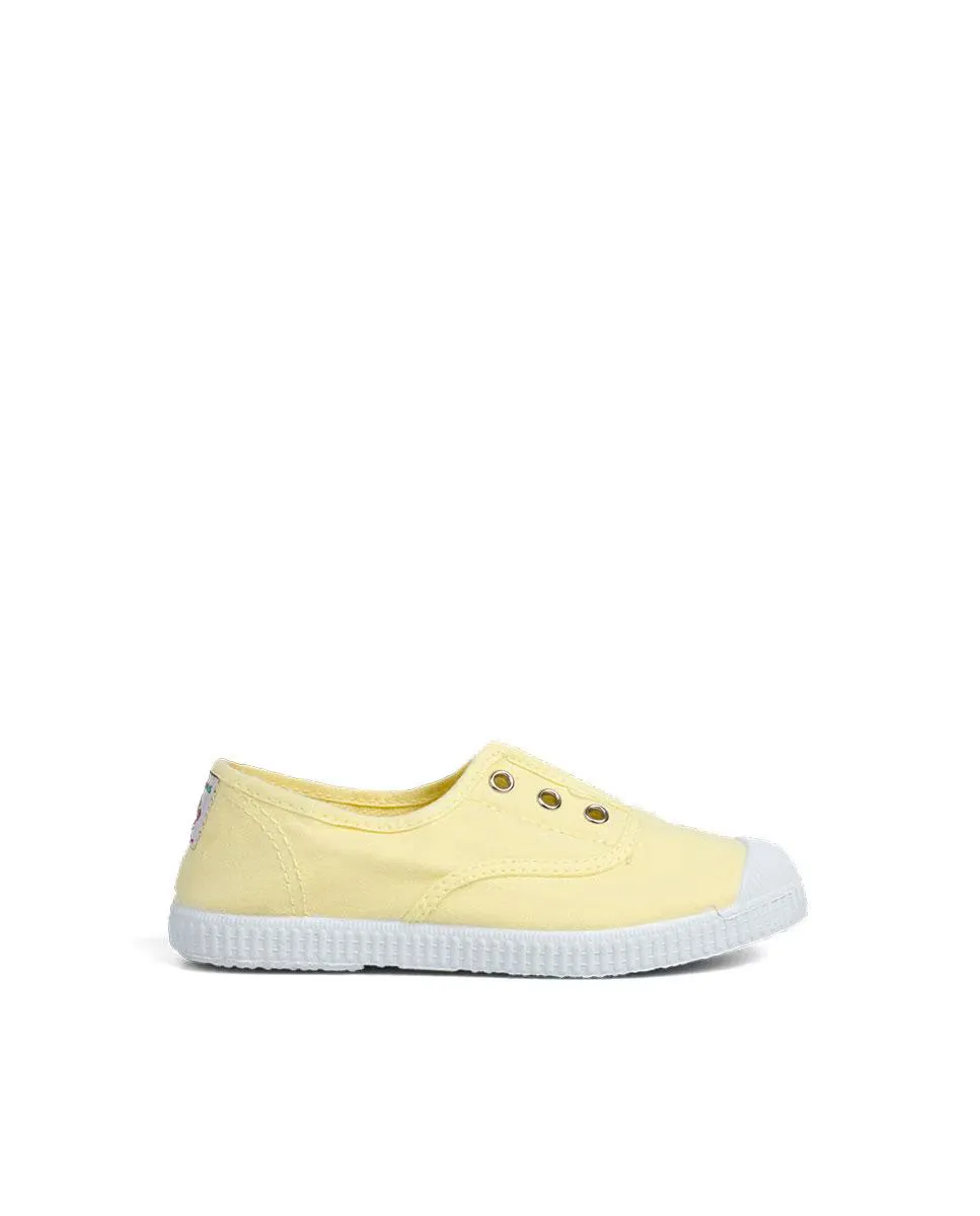 Детские парусиновые кроссовки с резиновым носком и эластичной застежкой Pisamonas, желтый 
Детские парусиновые кроссовки с резиновым носком и эластичной застежкой Pisamonas, желтый