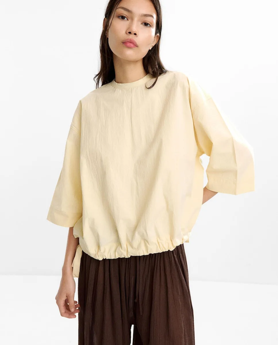 Женская блузка 100% хлопок с рукавом-французом и сборкой по низу Parfois, кремовый
Женская блузка 100% хлопок с рукавом-французом и сборкой по низу Parfois, кремовый