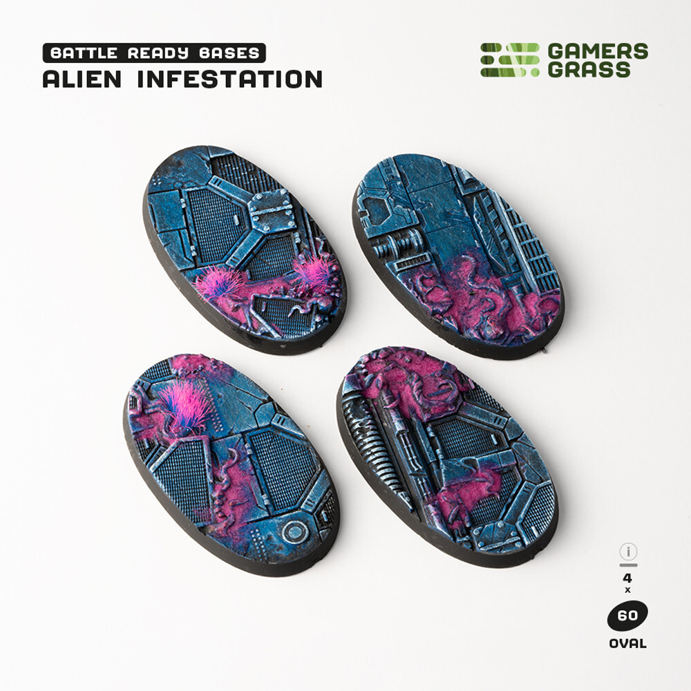 Аксессуары Gamers Grass Battle Ready Bases: Alien Infestation - Oval 60mm (4)
Аксессуары Gamers Grass Battle Ready Bases: Alien Infestation - Oval 60mm (4)