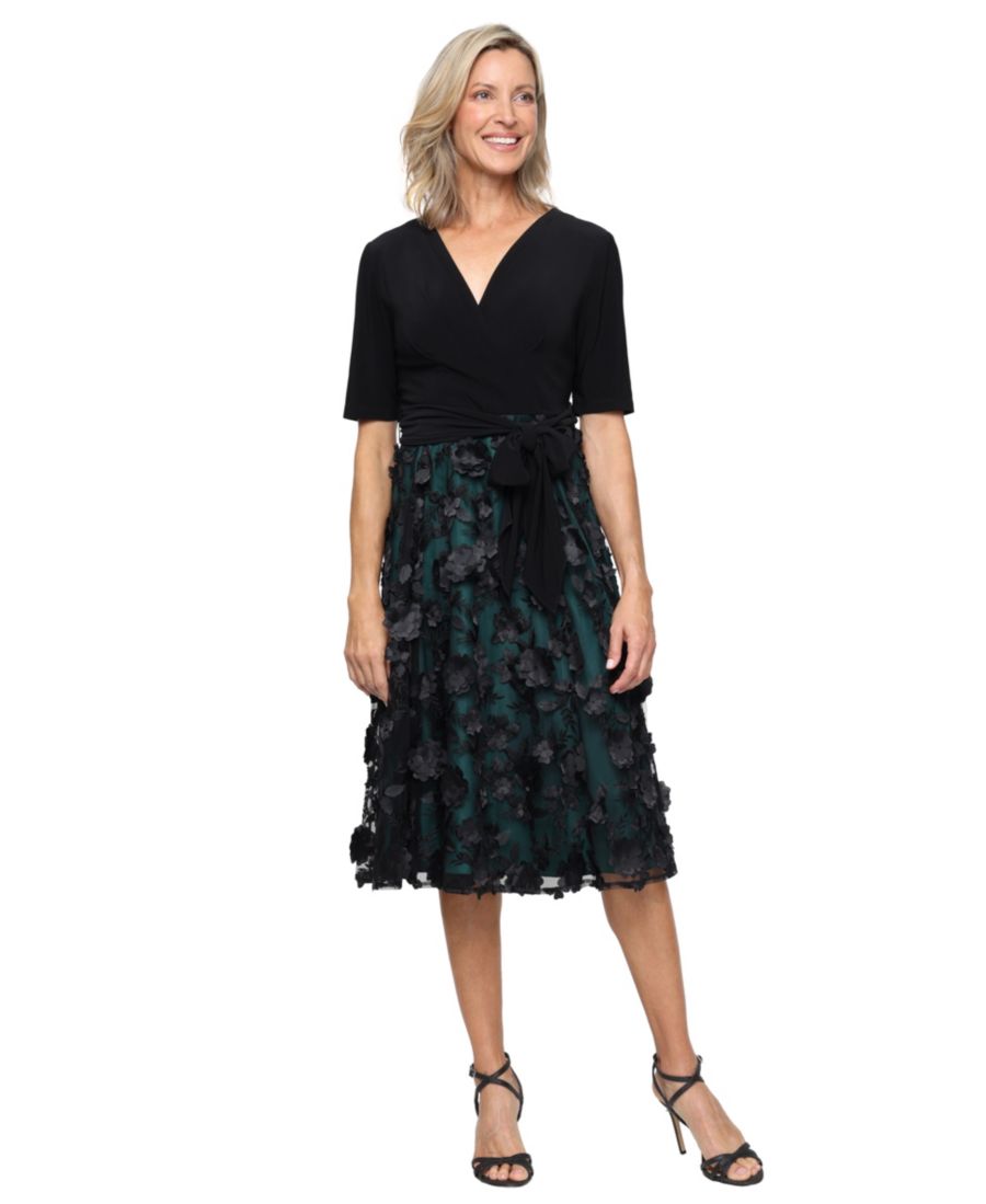 Женское платье с рукавами до локтя Alex Evenings, Black/Emerald
Женское платье с рукавами до локтя Alex Evenings, Black/Emerald