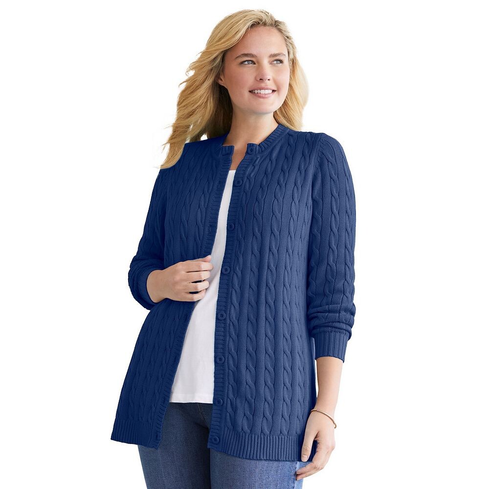 Женщина в женском хлопковом вязаном кардигане большого размера больших размеров Woman Within, цвет Evening Blue
Женщина в женском хлопковом вязаном кардигане большого размера больших размеров Woman Within, цвет Evening Blue