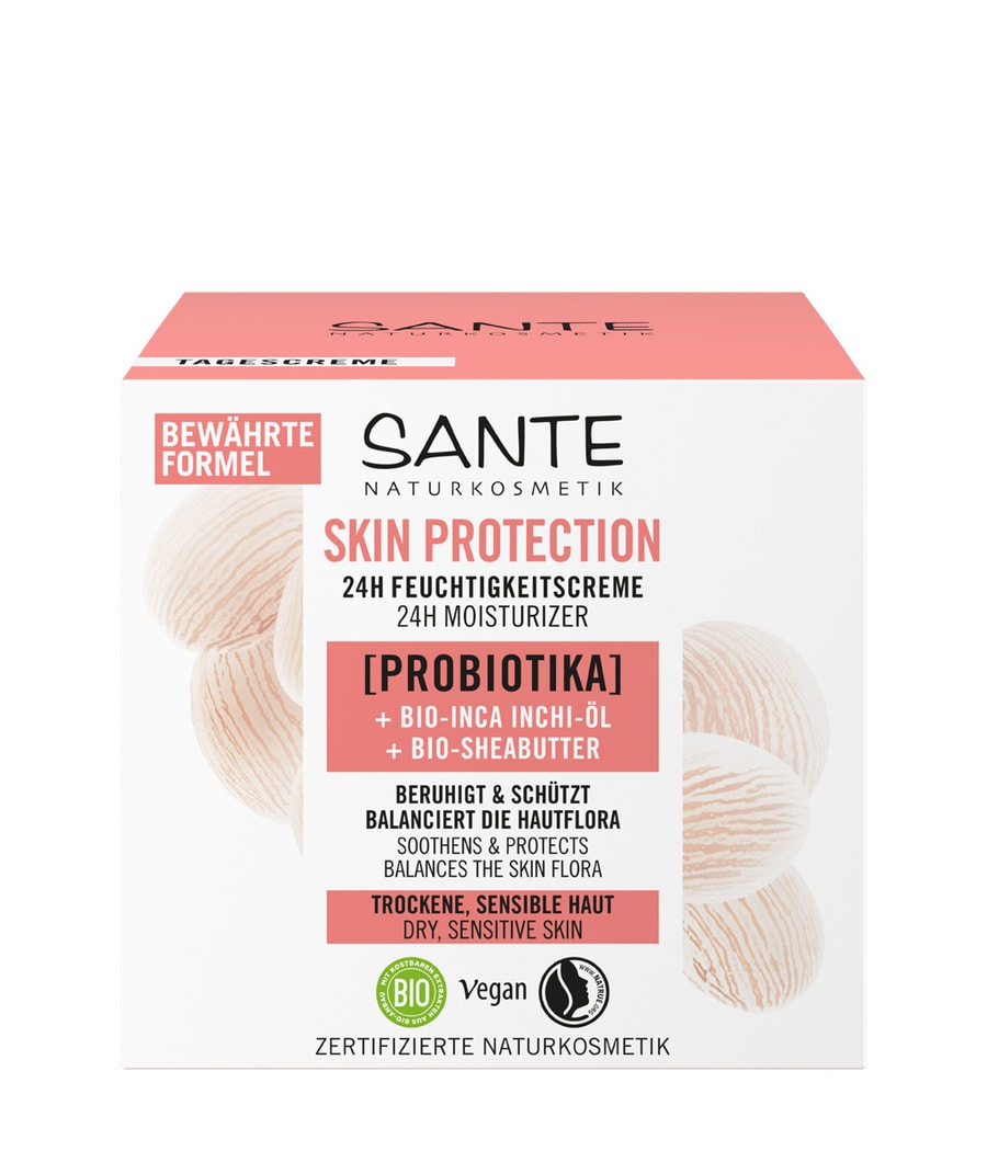 Крем для лица Sante Skin Protection 24h Feuchtigkeitscreme mit Probiotika, Bio-Inca Inchi-Öl & Bio-Sheabutter, 50 ml
Крем для лица Sante Skin Protection 24h Feuchtigkeitscreme mit Probiotika, Bio-Inca Inchi-Öl & Bio-Sheabutter, 50 ml